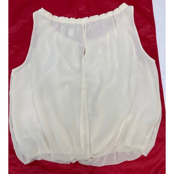 Vintage Y2K Bubble Hem Top Forever 21 Sleeveless Keyhole Back Ivory Size Small - Picture 4 of 10